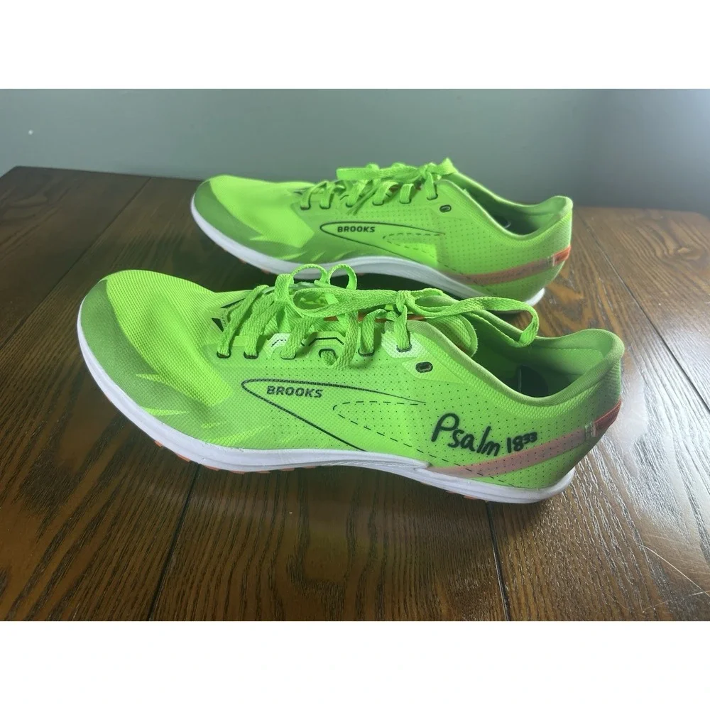 Brooks Draft XC Shoes Mens 12 D Green Orange Cross Country Racing Flats 1000391D
